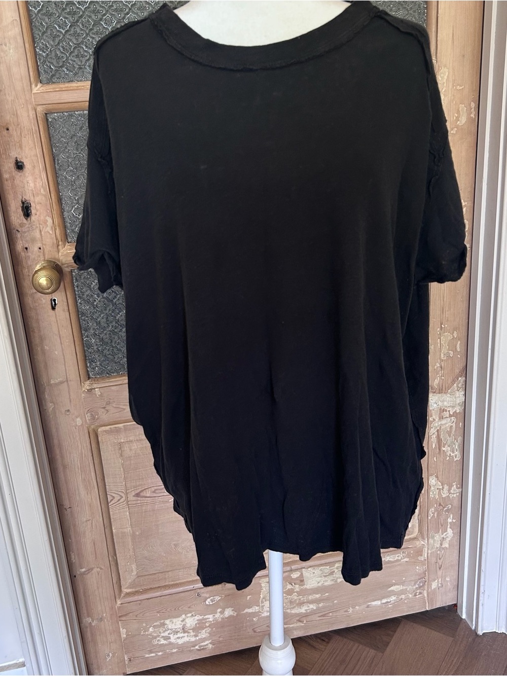 We the free black raw hem t-shirt size L